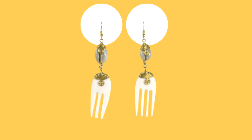 Cowrie & Brass earrings